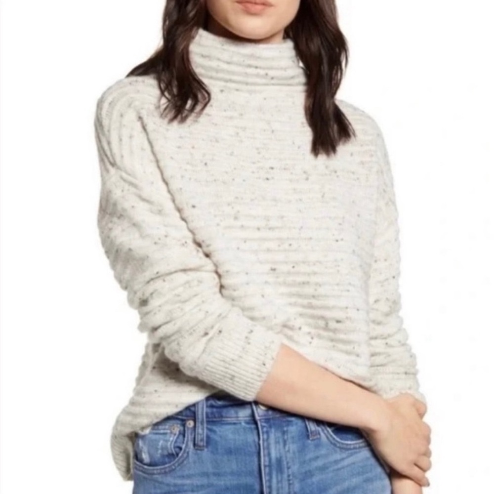 Madewell Donegal Belmont Cream Speckle Textured Mockneck Sweater XS